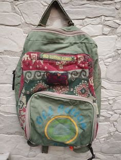 Retro Cotton Handmade Backpack Colorful Soft Large Bag for every day use   lightweight Backpack in Excellent condition Height: 43 cm/17 in Width: 33cm / 13 in 90s Backpack, Hippie Backpack, Handmade Backpack, Green Backpacks, Handmade Backpacks, Colorful Backpacks, Lightweight Backpack, Large Bag, Bagpack