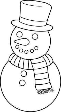 a snowman with a hat and scarf on it's head is outlined in black and