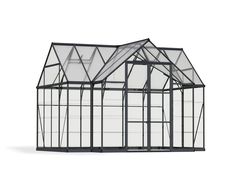 a black and white photo of a greenhouse