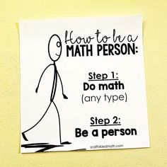 a piece of paper with a sticker on it that says how to be a math person