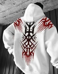 Rune Tattoo, Cyberpunk Clothes, Hype Clothing, Stylish Hoodies, Dope Outfits For Guys, Concept Clothing, Cool Outfits For Men, Pullover Designs