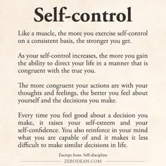 an advertisement for self - control, with the caption's description in english