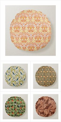 four different types of decorative pillows in various patterns and sizes, all on top of each other