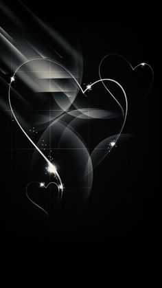 an abstract black and white background with two hearts in the shape of a heart on it's side