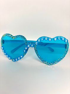 Heart Shaped Glasses Never Seen that Color Blue / Delicate / Reputation Era Blue Glasses, Blue & Diamond Gems Eras Tour - Eras Tour Movie Ships in 1-3 days! 1989 Taylor Swift Sunglasses, Eras Tour Glasses Diy, Blue Fun Sunglasses With Tinted Lenses, Fun Blue Sunglasses For Party, Blue Tinted Fun Sunglasses, Fun Blue Sunglasses For Parties, Fun Blue Tinted Sunglasses, Blue Glass Sunglasses For Party, Blue Tinted Sunglasses For Party