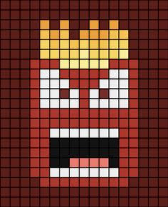 an image of a pixellated face on a red background