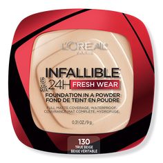 Infallible 24H Fresh Wear Foundation In A Powder - INFLBL FW FDN IN A PWDR TRUE BEIGEBenefitsUp to 24hr matte finish & full coverage that stays fresh all dayLightweight formula that feels breathableAll day shine control with no transferWaterproof, heatproof & sweatproofSuitable for all skin types, oily & acne-prone skin - Infallible 24H Fresh Wear Foundation In A Powder Infallible Foundation, Spf Foundation, Loreal Infallible, Loreal Paris Infallible, Neutral Undertones, Too Faced Foundation, Spring Beauty, No Foundation Makeup, Powder Foundation