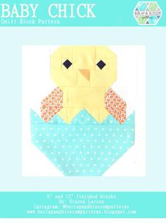 the baby chick quilt block pattern is shown