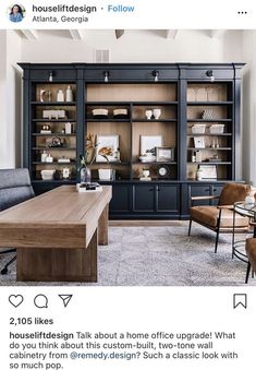 the instagram page shows an image of a living room with furniture and decor on it