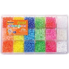 the bead box contains many different colors and sizes