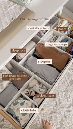 (paid link) Nursery dresser government tips and tricks! Learn how to organize your nursery dresser past easy and practical tips from a real mom. Baby Onesie Organization, Newborn Nursery Organization, Infant Dresser Organization, Cabinet Organization For Clothes, Baby Clothes Drawer Organization, Nursery Clothing Organization, Baby Nursery Dresser Organization