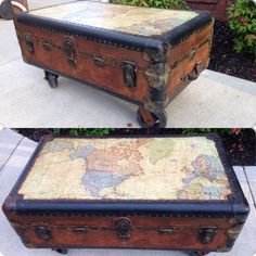 an old suitcase is turned into a coffee table