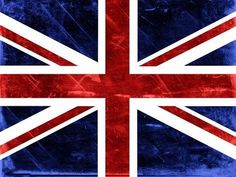 the british flag is shown in red, white and blue colors with grungy edges