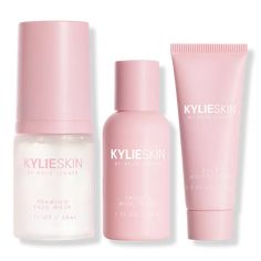 3 Step Mini Skin Care Set - KYLIE SKIN | Ulta Beauty Kylie Jenner Face, Milk Toner, Girl Essentials, Kylie Skin, Vanilla Milk, Foaming Face Wash, Sunscreen Moisturizer, Skincare Brand, Skin Essentials