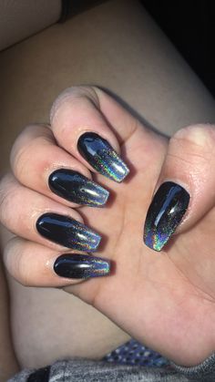 Dark Blue Nail Ideas Acrylic Coffin, Dark Nails Ideas, Rocker Nails, Black Coffin Nails, Dark Blue Nails, Makeup Nails Art, New Year's Nails, I Love Nails