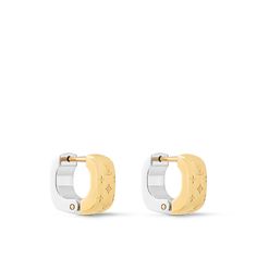 LOUIS VUITTON® - Nanogram Earrings - Gold Contrasting Colours, Louis Vuitton Jewelry, Monogram Pattern, Louis Vuitton Official, Earrings Collection, Earrings Gold, Women Collection, All Fashion, Contrasting Colors