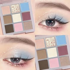 Make Up Kits, Alat Makeup, Eye Makeup Palette, Eye Pigments, Shiny Eyes, Glitter Eyeshadow Palette, Matte Eyeshadow Palette, Ethereal Makeup