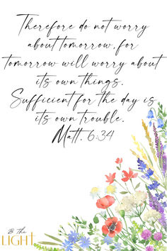 a handwritten verse with flowers and leaves