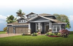 this is an artist's rendering of the front elevation of a house in florida