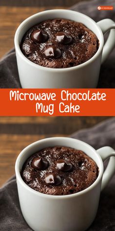 microwave chocolate mug cake in a white cup