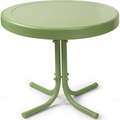 a small green table with two legs and a round top on an isolated white background