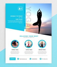 a yoga flyer with the image of a woman doing yoga