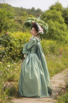 Robe a La Francaise 18th Century Costume Reenactment Marie Antoinette Style Green Dress, Rococo Style - Etsy Elegant Green Victorian Costume Dress, Green Victorian Dress For Wedding, Green Victorian Wedding Dress, Green Victorian Dress With Historical Design, Marie Antoinette Style Victorian Ball Gown For Vintage Events, Marie Antoinette Victorian Ball Gown For Vintage Events, Rococo Victorian Dress For Costume Party, Victorian Dress With Historical Design For Fancy Dress, Historical Design Prairie Dress For Wedding