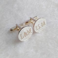 Personalized Wedding Cufflinks,Date and Initials Cufflinks,Groom Wedding Cufflinks,Engraved CuffLink Elegant White Cufflinks For Wedding, Silver Cufflinks With Engraving Option For Gift, White Gold Cufflinks For Anniversary, Anniversary White Gold Cufflinks, Personalized Classic Cufflinks For Anniversary, Wedding Engraved Cufflinks For Father's Day, Round Hallmarked Cufflinks For Anniversary, Personalized Cufflinks For Wedding And Father's Day, Elegant Engraved Cufflinks For Anniversary