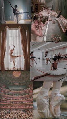 ballet collage with ballerinas and stage curtains