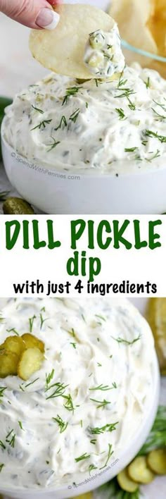 dill pickle dip with just 4 ingredients is an easy appetizer for any party