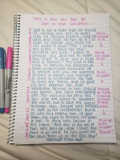 Scripture verses detailing God's plan of salvation by sending Jesus Christ to die on the cross for our sins. Writing To God, Bible Verse Notebook, God Notes, Easy Bible Study, She Reads Truth Bible, Going To Heaven, Who Is God, She Reads Truth, Journal Bible Quotes