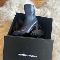 New Alessandro Vasini Janis Boot Size 38 Navy/Blue Lane Cowboy Boots, Below The Knee Boots, Platform Heels Boots, Snakeskin Boots, Brown Suede Boots, Womens Riding Boots, Leather Western Boots, High Heel Boots Knee, Tall Riding Boots