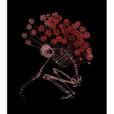 a skeleton with flowers in it's hand