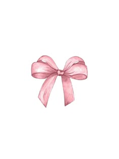 a watercolor drawing of a pink bow