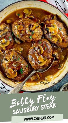 Try Bobby Flay's mouthwatering Salisbury Steak with Mushroom Gravy. A hearty and savory dish that will leave you craving for more! Salisbury Steak Recipe, Salisbury Steak Recipes, Beef Patties, Bobby Flay, Mushroom Gravy, Salisbury Steak, Steak Recipe