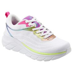 easy spirit x Denise Austin Melida Walking Sneaker  Go easy on your feet in this orthotic-friendly walking shoe. It features a cushioned memory foam layer for added comfort, arch support and EMOVE technology, perfect for all-day walking or standing. Denise Austin, Flexible Shoes, Chic Flats, Fashion Shoes Sneakers, Cute Nike Shoes, Dressy Fashion, Easy Spirit, Cute Nikes, Walking Sneakers