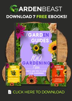 the garden guides book is on display in front of a circular wooden plate with flowers