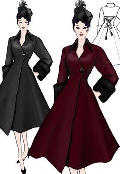 1940s Velvet Swing Coat by Amber Middaugh -Save 37% at Chicstar.com Coupon: AMBER37 Mayor Costume, Rockabilly Style, Vintage Dress Patterns, Fashion Plates, Vintage Coat, 50s Fashion, Tea Length