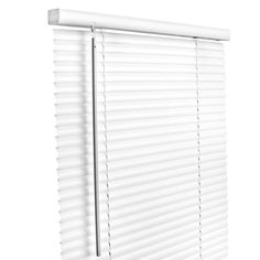 a white window blind with horizontal blinds on the top and bottom, in front of a white background