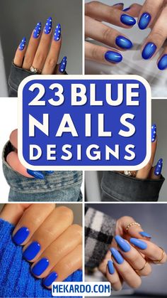 Simple and elegant to dramatic and arresting manicure designs may be created with blue, a highly versatile color. Whether you're looking for something for a Gel Nail Blue Designs, Embellished Nail Art, Bold Blue Nails, Jean Blue Nails, Labor Day Nail Ideas, Blue Dipped Nails, Short Gel Nails Blue, Blue Nail Designs 2024, Blue Gel Nail Designs