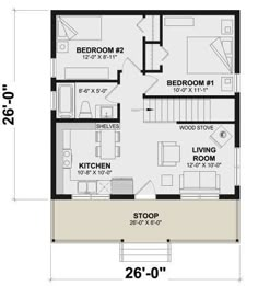 the floor plan for a two story house with 2 bedroom and an attached garage area