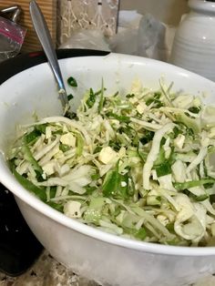 Copycat Zoe's Kitchen Feta Slaw | This delicious feta cabbage slaw is an easy copycat recipe of the famous Zoe's Kitchen's slaw, a great side dish to make ahead & have for leftovers all week! This is an easy make-ahead side dish that's crunchy, salty, acidic, & a little sweet, goes with just about every type of meal! Heathy side dish ideas, weeknight meals. #sidedish #healthyrecipe #cabbage #copycatrecipes Side Dish Ideas, Slaw Recipe, Dish Ideas, Slaw Recipes, Cabbage Slaw, Copycat Recipe, Copycat Recipes