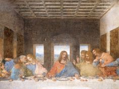 the last supper painting is being displayed in a museum