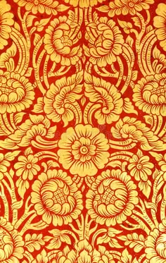 an orange and yellow floral wallpaper pattern