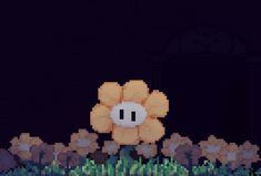 an animated flower in the middle of some grass