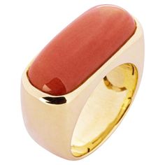 Alex Jona Mediterranean Coral 18 Karat Yellow Gold Band Ring For Sale at 1stDibs Modern Yellow Gold Ruby Ring For Formal Events, Modern Gold Ruby Ring, Modern Yellow Gold Ruby Ring For Formal Occasions, Modern Gold Signet Ring With Cabochon, Modern Yellow Gold Diamond Ring With Gemstone, Modern Dome Ring With Gemstone For Formal Occasions, Modern Yellow Gold Signet Ring With Cabochon, Modern Gemstone Dome Ring For Formal Occasions, Modern Yellow Gold Dome Ring With Cabochon