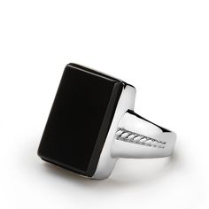 Men's Gemstone Ring in 925 Sterling Silver with Natural Black Onyx Mens Jewelry Rings, Mens Gemstone Rings, Silver Dog, Onyx Ring, E Bay, Dog Tag, 925 Silver Rings, Silver And Gold