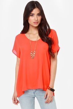 Tee You Later Red Orange Top Hard To Say Goodbye, Orange Outfit, Orange Top, Elements Of Style, To Say Goodbye, Printed Shift Dress, Junior Outfits, Work Clothes, Trendy Tops