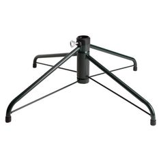 a black metal table with two legs and a cup holder on the top, sitting against a white background