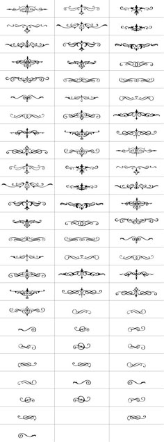 an image of different types of lines and shapes in the form of letters with numbers on them